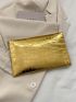 Crocodile Embossed Envelope Bag Gold Metal Decor Flap