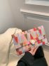 Geometric Pattern Envelope Bag Colorblock Button Decor For Daily