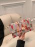 Geometric Pattern Envelope Bag Colorblock Button Decor For Daily