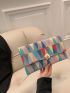 Colorblock Envelope Bag Geometric Pattern Metal Decor
