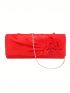 Medium Envelope Bag Floral Decor Ruched Detail For Party