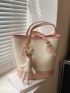 Medium Bucket Bag Colorblock Double Handle With Bag Charm