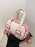 Small Circle Bag Colorblock Double Handle For Daily