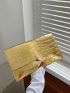 Crocodile Embossed Envelope Bag Gold Metal Decor Flap