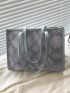 Small Shoulder Tote Bag Plaid Pattern Double Handle For Work