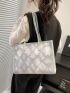 Small Shoulder Tote Bag Plaid Pattern Double Handle For Work