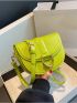 Mini Saddle Bag Stitch Detail Metal Decor Flap For Daily