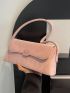 Medium Square Bag Baby Pink Plaid Pattern Flap For Daily