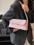 Medium Square Bag Baby Pink Plaid Pattern Flap For Daily