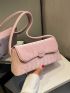 Medium Square Bag Baby Pink Plaid Pattern Flap For Daily