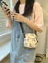 Mini Square Bag Butterfly Pattern Adjustable Strap For Daily