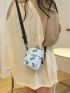 Mini Square Bag Butterfly Pattern Adjustable Strap For Daily