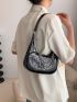 Crocodile Embossed Hobo Bag Small Chain Decor