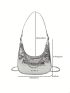 Crocodile Embossed Hobo Bag Chain With Zipper Metallic PU Funky