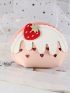 Pu Cartoon Strawberry Cake Heart Pattern Coin Purse, Mini Cute Wallet With Keychain