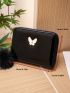 Butterfly & Pom Pom Decor Card Holder PU Black