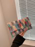 Geometric Pattern Envelope Bag Metal Lock Flap PU Fashionable