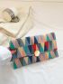 Geometric Pattern Envelope Bag Metal Lock Flap PU Fashionable