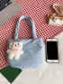 Textured Shoulder Bag Magnet Double Handle