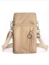 Heart Decor Zip Front Phone Wallet Khaki