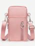 Zip Front Phone Wallet Pink