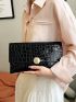 Crocodile Embossed Envelope Bag Flap Metallic PU Funky