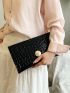 Crocodile Embossed Envelope Bag Flap Metallic PU Funky