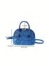 Small Dome Bag Quilted Pattern Metallic Blue Funky