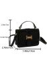 Mini Square Bag Fashionable Metal Decor Top Handle Flap PU