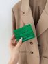 PU Small Wallet Crocodile Embossed Black Flap