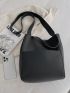 Litchi Embossed Bucket Bag With Inner Pouch Elegant Top Handle PU