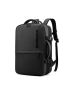 Medium Travel Backpack Black Minimalist Zipper Front Decor For Business Trip