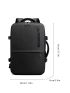 Medium Travel Backpack Black Minimalist Zipper Front Decor For Business Trip