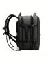 Medium Travel Backpack Black Minimalist Zipper Front Decor For Business Trip