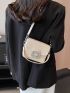 Mini Square Bag Fashionable Crocodile Embossed Rhinestone Decor Flap Top Handle PU