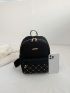 Small Classic Backpack Quilted Pattern Studded Decor