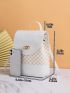 Geometric Pattern Flap Backpack Turn Lock