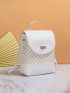 Geometric Pattern Flap Backpack Turn Lock