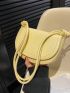 Small Saddle Bag Yellow Minimalist Flap For Daily