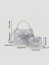 Silver Bow Decor Satchel Bag With Chain Strap Crossbody Bag