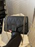 Small Square Bag Black Quilted Flap Chain Strap