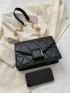 Small Square Bag Black Quilted Flap Chain Strap