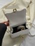 Mini Square Bag Metal Decor Scallop Detail Top Handle For Daily
