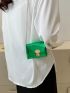 Mini Crocodile Embossed Square Bag Black Metal Decor Chain Strap For Daily
