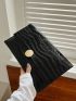 Crocodile Embossed Envelope Bag Black Metal Decor Clutch Bag