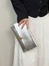 Crocodile Embossed Envelope Bag Silver Metal Decor Clutch Bag