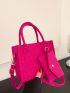 Mini Square Bag With Coin Purse Heart Embossed Neon Pink
