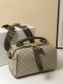 Small Boston Bag All Over Print Top Handle PU For Office