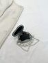 Mini Heart Design Novelty Bag Crocodile Embossed Faux Pearl Decor