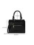 Crocodile Embossed Square Bag Black Zipper Front Decor For Daily